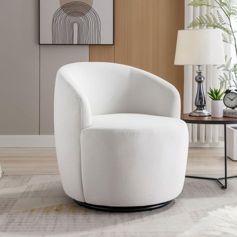 PRICES MAY VARY. 【Modern Accent Chairs】The swivel round chair adopts advanced velvet which is soft and skin-friendly. The exquisite design makes the barrel chair more elegant. The fashionable appearance is ideal for your room decoration. 【Stylish Arm Chair】The seat shape is designed round, which looks simple and atmosphere. The vanity chair backrest curved car line design, ergonomic shape is more comfortable. High density sponge is good shock resistance and softness. 【360-Degree Swivel】The livin Vr Gaming, Swivel Club Chairs, Accent Seating, Movie Watching, Teddy Fabric, Nursery Chair, Velvet Accent Chair, Single Sofa Chair, Reception Chair