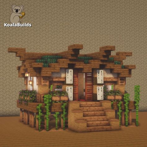 Minecraft: Japanese House. Tap to watch the full tutorial Small Japanese Building Minecraft, Minecraft Japanese Outdoor Decor, Japanese Style Farm Minecraft, Minecraft Japanese Gazebo, Small Japanese House Minecraft, Minecraft Hot Spring, Minecraft Japanese Decoration, Simple Japanese House, Minecraft Inside House