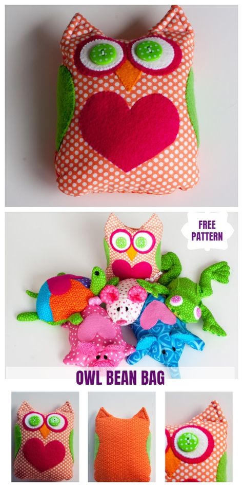 Bean Bag Animals Diy, Bean Bag Animals Free Pattern, Bean Bag Animals, Bean Bag Sewing Pattern, Sock Owl, Macrame Owls, Bean Bag Pattern, Diy Bean Bag, Small Bean Bags