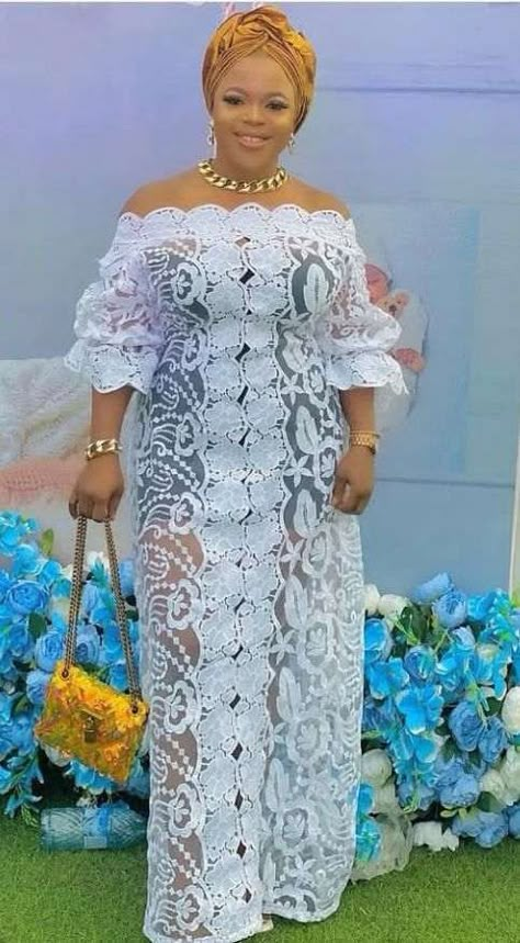 Latest White Lace Styles, Lace Styles For Women Nigerian Fashion, White Lace Gown Styles Nigerian, White Lace Styles, Lace Styles For Ladies, Cord Lace Gown Styles, Lace Styles For Wedding, Nigerian Lace Dress, Aso Ebi Lace Styles