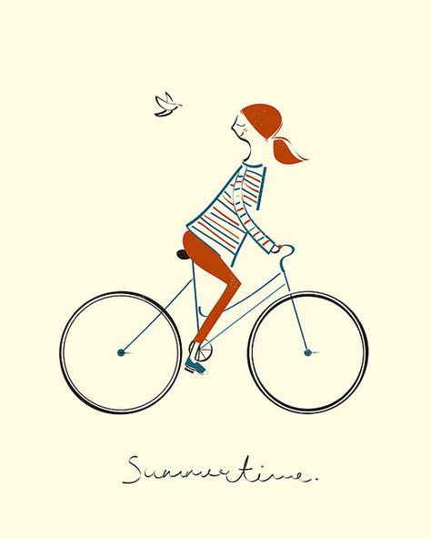 Bicycle Illustration, Bike Illustration, Riding A Bike, I Want To Ride My Bicycle, Bicycle Art, Cycling Art, Bike Art, Cute Illustration, Bike Ride