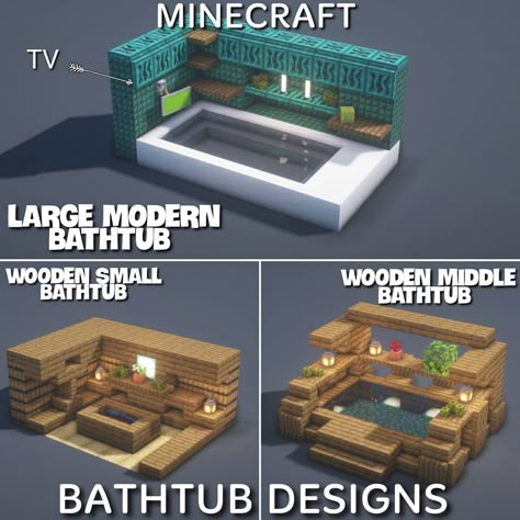 Minecraft Building Ideas Bathroom, Minecraft Hot Tub Ideas, Japanese Bathhouse Minecraft, Bathtub Minecraft, Bathhouse Minecraft, Minecraft Bathhouse, Minecraft Bath Tub, Minecraft Sauna, Minecraft Hot Tub