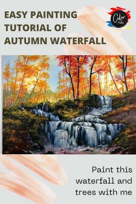 Autumn Landscape Painting Acrylic, Autumn Painting Acrylic Easy, Autumn Painting Ideas, Landscape Painting Lesson, Background Watch, Youtube Painting, Trees Background, Step By Step Acrylic Painting, Autumn Landscapes