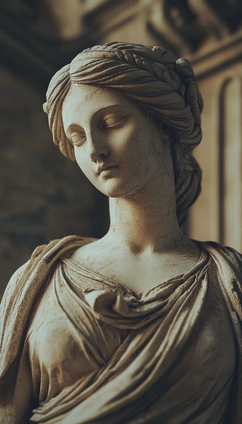 Midjourney Feed Statue Pictures Aesthetic, Greek Aesthetic Statue, Greek Women Statues Tattoo, Greek Sculptures Aesthetic, Greek Statues Women, Greek Bust Aesthetic, Faceless Statue, Art Sculpture Aesthetic, Greek Woman Statue Aesthetic