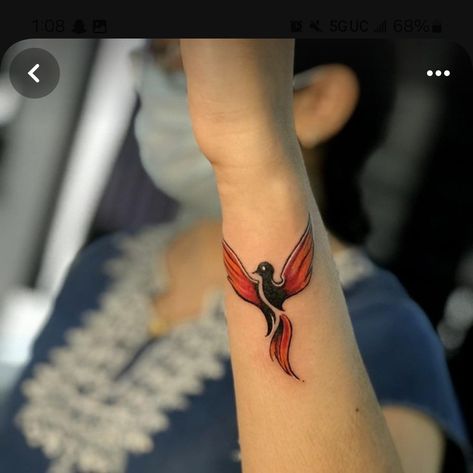 Phonex Tattoo Woman, Blue Phoenix Tattoo, Phonex Tattoo, Feather Tattoo Wrist, Phoenix Tattoo Feminine, Delicate Tattoos For Women, Small Phoenix Tattoos, Phoenix Bird Tattoos, Strong Tattoos