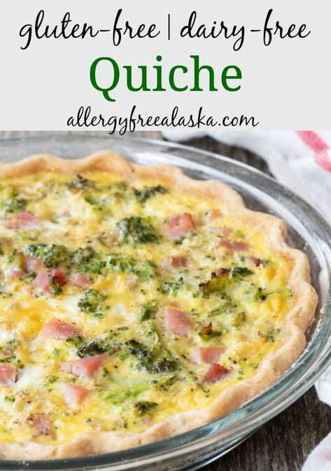 Gf Quiche, Dairy Free Quiche Recipes, Ham And Broccoli, Gluten Free Quiche, Savory Ham, Gluten Free Brunch, Gf Breakfast, Cookies Gluten Free, Egg Bake