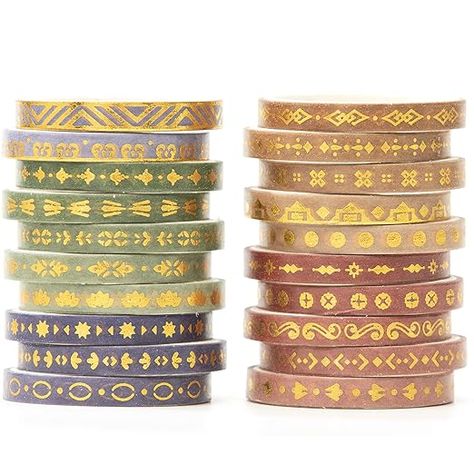 Amazon.com: YUBX Skinny Gold Washi Tape Set Basic Foil Print Decorative Masking Tapes for Arts, DIY Crafts, Journals, Planners, Scrapbook, Wrapping (Four Seasons) : Arts, Crafts & Sewing Gold Washi Tape, Washi Tape Set, Tape Crafts, Foil Print, Masking Tape, Washi Tape, Washi, Foil, Arts And Crafts