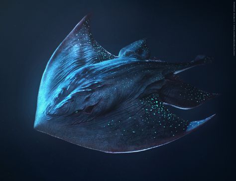 Stingray, Marcus Dublin on ArtStation at https://www.artstation.com/artwork/4EGb1 Ocean Monsters, Red Hood Comic, Sea Creatures Art, Planets Art, Fantasy Beasts, Magic Aesthetic, Sea Monsters, Fantasy Aesthetic, Creature Concept