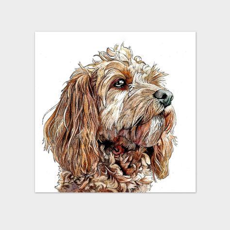 Small Art Print Cockapoo Dog Watercolour and Pen Pet Painting | Etsy Dog Watercolour, Watercolour And Pen, Dog Portraits Art, Cockapoo Dog, Dog Artwork, Small Art Prints, Watercolor Stickers, Watercolor Dog, Dog Drawing