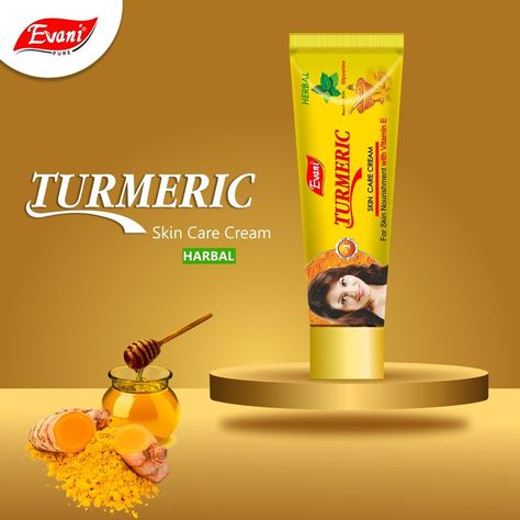 Get naturally glowing skin with the goodness of turmeric in EVANI Turmeric Cream. This cream is formulated with natural ingredients like haldi (turmeric), chandan (sandalwood), tulsi (ocimum) and other herbs that play a major role in skin protection. . . #vetoni #evani #cream #turmeric #drynesscream #healskin #wounds #natural #glow #skincare #protection #brightness #haldi #chandan #tulsi #turmericcream Turmeric Skin Care, Skin Care Cream, Cosmetic Design, Skin Healing, Skin Protection, Vitamin E, Glowing Skin, Natural Ingredients, Vitamins