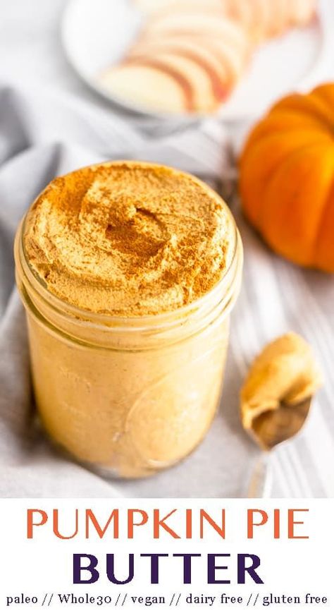 The taste of pumpkin pie in a healthy creamy, spreadable, butter form. This Pumpkin Pie Butter has pumpkin, nuts, and warming spices to make the perfect spread, dip, and topping. It's paleo, vegan, gluten free, and Whole30! - Eat the Gains #paleo #whole30 #pumpkinpie #pumpkinbutter #vegan #dairyfree Pumpkin Recipes Dinner, Spreadable Butter, Flavored Butter Recipes, Butter Recipes Homemade, Pumpkin Recipes Healthy, Savory Pumpkin Recipes, Flavored Butter, Pumpkin Recipes Dessert, Pumpkin Butter