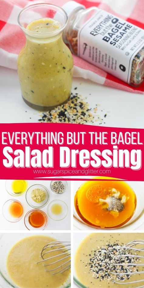 How to make Everything Bagel Salad Dressing - a delicious sweet and tangy salad dressing for everything but the bagel seasoning fans. Add some serious flavor to your favorite salads with this quick 10-minute homemade salad dressing recipe Sweet Salad Dressing Recipes, Everything Bagel Salad, Bagel Salad, Tangy Salad Dressing, Sweet Salad Dressings, Poppyseed Salad Dressing, Onion Bagel, Quick Recipe Videos, Everything But The Bagel Seasoning