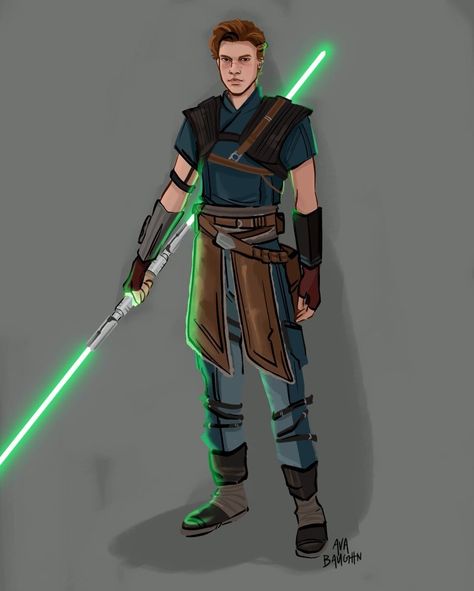 Jedi Artwork, Lightsaber Poses, Cal Kestis Fanart, Barbarian Costume, Star Wars Outfit, Poses Drawing Reference, Jedi Fallen Order, Star Wars Games, Poses Drawing