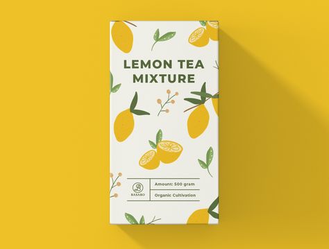 Package Design Lemon Tea by Fabian Krotzer on Dribbble Lemon Packaging Design, Tea Design Package, Tea Packaging Design Boxes, Fruit Tea Packaging, Lemon Packaging, Tea Label Design, Tea Packing Design, Tea Package Design, Tea Packing