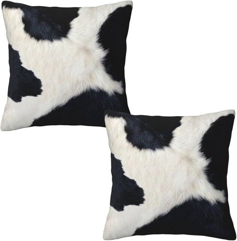 Amazon.com: Black and White Western Cow Print Pillow Covers 18x18 Set of 2, Faux Fur Cowhide Throw Pillow Covers Outdoor Decorative Pillow Case for Couch Bed Sofa Cushion Home Decor : Home & Kitchen Cow Print Pillow, Happy Tea, Farmhouse Throw Pillow, Cowhide Pillows, Print Pillow, Couch Cushions, Cow Pattern, Sofa Cushion, Soft Pillows