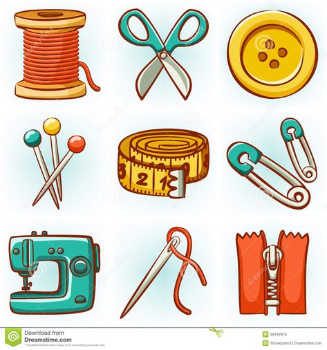 Sewing set Sewing Tools Drawing, Sewing Aesthetic Photography, Sewing Vector, Fashion Tools, Sewing Machine Drawing, Sewing Illustration, Button Tattoo, Sewing Clipart, خريطة ذهنية