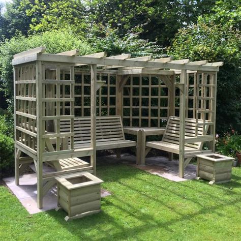 Wooden Pergola with Seating | VonHaus Garden Arbour Seat, Pergola Trellis, Garden Arbour, Wooden Garden Furniture, Wooden Gazebo, Pergola Garden, Garden Arbor, Backyard Pergola, Chur