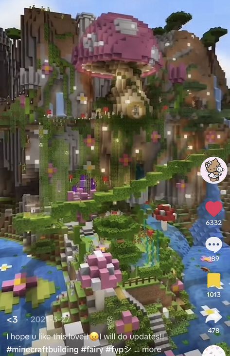 Minecraft Pretty Builds, Minecraft Building Ideas Fairycore, Minecraft Clouds, Wonderland Minecraft, Fairy Minecraft Builds, Whimsical Minecraft, Minecraft Magical Builds, Fairycore Minecraft, Minecraft Fairycore