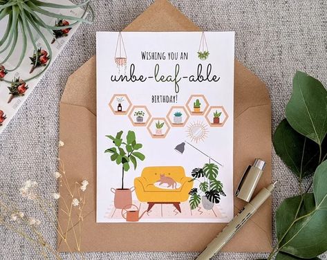 Christmas plant pun | Etsy Plant Birthday Card, Plants Funny, Christmas Plant, Plant Puns, Christmas Plants, Greeting Card Envelope, Birthday Card Printable, Birthday Greeting, Printer Paper