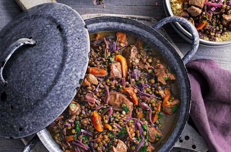 This beautiful Moroccan-inspired lamb stew is packed with herbs and spices, sweet apricots and a pinch of chilli for a deliciously warming dish. Beef And Mushroom Stew, Vegetable Tagine, Lentil Stew Recipes, Lamb Stew Recipes, Moroccan Recipes, Mushroom Stew, Moroccan Lamb, Chicken And Cabbage, Tesco Real Food