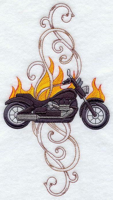 Wild Side Motorcycle Border Janome Embroidery, Pes Embroidery, Embroidery Download, Embroidery Design Download, Hand Embroidery Projects, Embroidery Patterns Vintage, Diy Gifts For Boyfriend, Free Machine Embroidery Designs, Free Machine Embroidery