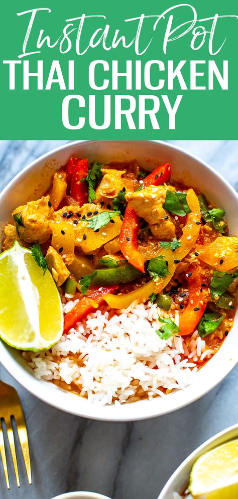 This Instant Pot Thai Chicken Curry is a 30-minute meal idea made easy thanks to store-bought Thai red curry paste, coconut milk, and bell peppers! || Eating Instantly #instantpot #chickencurry #thaicurry #eatinginstantly Freezable Meal Prep, Instant Pot Thai, Meals Instant Pot, Healthy Recipes Chicken, Instant Pot Recipes Easy, Thai Red Curry Paste, Chicken Curry Recipes, Thai Chicken Curry, Instant Pot Chicken Recipes