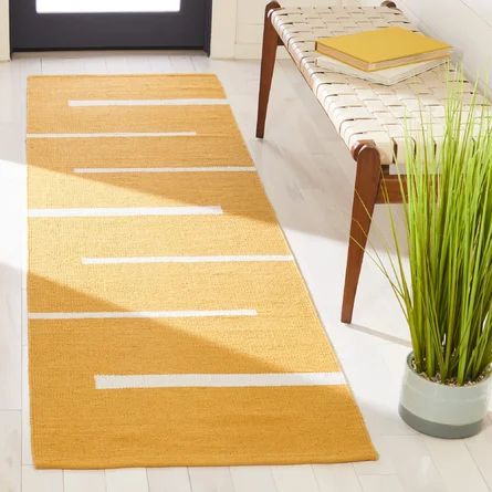 Ebern Designs Estivalis Striped Handmade Flatweave Cotton Gold/White Area Rug | Wayfair Rug Colors, Yellow Area Rugs, Gold Rug, Rugs Size, Ivory Rug, Flat Weave Rug, Cotton Rug, White Area Rug, Store Decor