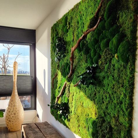 Moswand, bolmos, lappenmos, urban jungle moswand Large Vertical Garden, Corporate Lobby, Mos Wand, Moss Wall Decor, Preserved Moss Wall, Plant Walls, Moss Walls, Plants Interior, Inspiration Wall Art