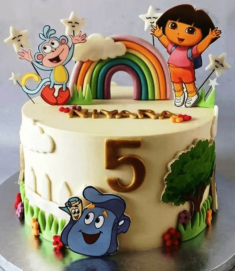 Dora The Explorer Birthday Cake Ideas Images (Pictures) Dora Theme Cake, Dora Cake Design, Dora The Explorer Invitations, Dora The Explorer Cookies, Dora Birthday Cake, Dora The Explorer Cake, Dora The Explorer Cake Designs, Dora Party, Dora Cake