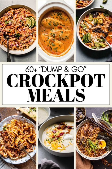 Dump-and-go slow cooker recipes are incredibly easy to make. Just dump the ingredients into your crockpot and go! Easiest Crock Pot Recipes, Slow Cooker Dump Dinners, Unique Crock Pot Recipes, 50 Dump Dinners For Your Slow Cooker, Dump Bags Slow Cooker, Slow Cooker Dump Bags, Dump Bags Slow Cooker Uk, Dump Crockpot Recipes Easy, Healthy Dump And Go Crockpot Recipes