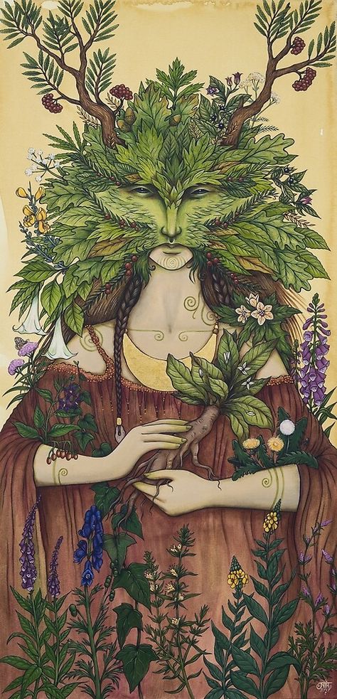 «Madre Mandragora» de NadiaTurner | Redbubble Forest Woman Art, Nadia Turner Art, Garden Witch Art, Mother Nature Art Drawing, Nature Witch Art, Nadia Turner, Witch Painting, Herb Art, Pagan Art