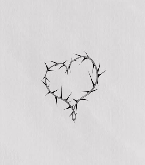 Crown Of Thorns Heart Tattoo, Spikey Heart Tattoos, Thorny Heart Tattoo, Heart Thorns Tattoo, Heart Leaf Tattoo, Spiky Heart Tattoo, Leaf Heart Tattoo, Thorne Tattoo, Heart With Thorns Tattoo