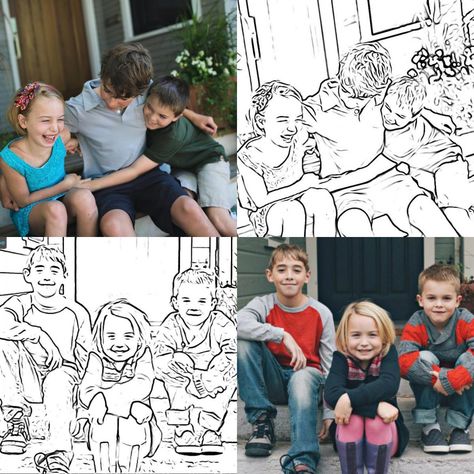 Make Custom Coloring Pages from YOUR Photos Turn Photo Into Drawing, Pinterest Tutorials, Coloring Books For Adults, Canvas Collage, Books For Adults, Detailed Drawings, Photo Memories, Book Images, Free App