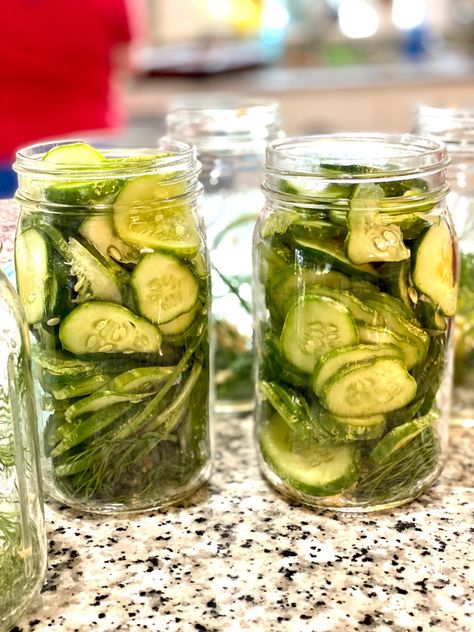 Sliced Dill Pickles Canning, Refrigerator Dill Pickles, Small Batch Dill Pickles, Zucchini Dill Pickles, Dill Pickles, Easy Fry Bread Recipe, Quick Dill Pickles Refrigerator, Zucchini Dill Pickles Canning, Sweet Dill Pickles