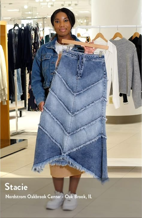 Denim Skirt Upcycle, Diy Jean Skirt From Jeans, Jean Skirt Pattern, Upcycle Jeans Skirt, Jeans Into Skirt, Blue Printed Skirt, Diy Denim Skirt, Upcycle Denim, Jeans Refashion