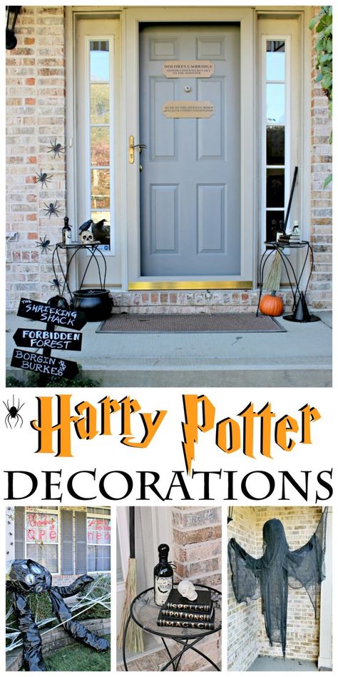 Halloween Harry Potter Decorations, Harry Potter Decorations, Harry Potter Halloween Decorations, Harry Potter Halloween Party, Theme Harry Potter, Harry Potter Halloween, Harry Potter Decor, Halloween Porch Decorations, Halloween Front Porch