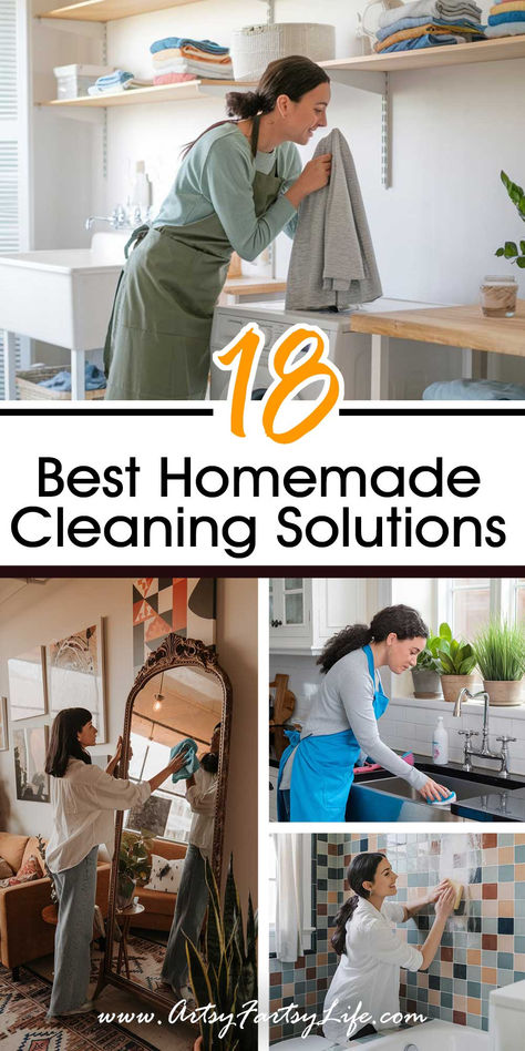 18 Best Homemade Cleaning Solutions Best Diy Cleaning Solution, Diy House Cleaners Recipes, Fastest Way To Clean Your House, Cleaning Solutions Homemade, Wall Cleaning Hacks, Natural House Cleaners, Best Cleaning Hacks, Homemade Cleaning Recipes, Diy Household Cleaners