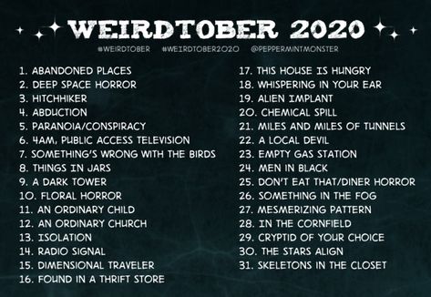 Eldritch Aesthetic, Aesthetic Prompts, Monster Photo, 30 Day Art Challenge, 30 Day Drawing Challenge, October Art, Art Style Challenge, Art Journal Prompts, Drawing Ideas List