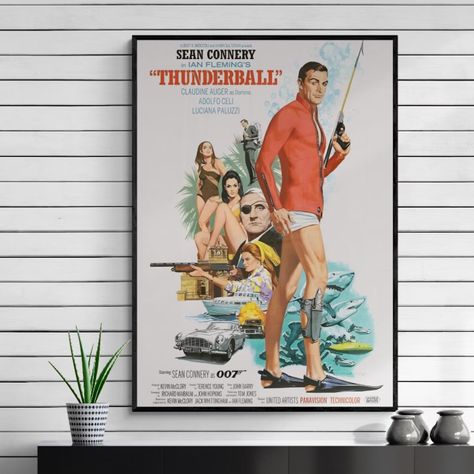 James Bond Thunderball Poster 007 Vintage Poster Sean - Etsy James Bond Vintage Poster, Thunderball Poster, James Bond Thunderball, Luciana Paluzzi, Jack Johns, Claudine Auger, Ian Fleming, Poster Movie, Chula Vista