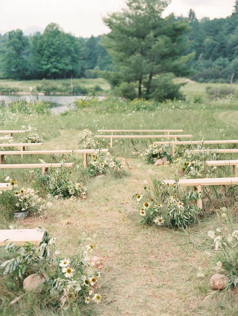 Mountain meadow wedding inspiration in Upstate New York Meadow Wedding, Prairie Wedding, Mountain Meadow, Field Wedding, Aisle Flowers, Paper Press, Ceremony Design, Wedding Sparrow, Countryside Wedding