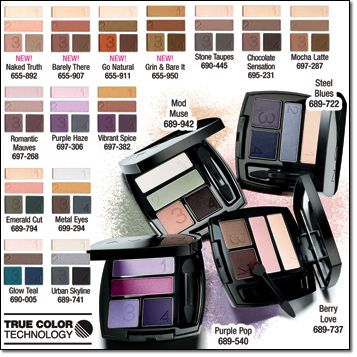 True Color Eyeshadow Quad Numbered shades for our easiest expert eye looks ever. Creaseproof wear. Designed for every skin tone. .176 oz. total net wt. Price: $7.00 special $5.99 Makeup Gifts Basket, Avon Eyeshadow, Travel Makeup Kit, Avon Cosmetics, Avon Campaign, Eyeshadow Quad, Avon True, Matte Makeup, Avon Makeup