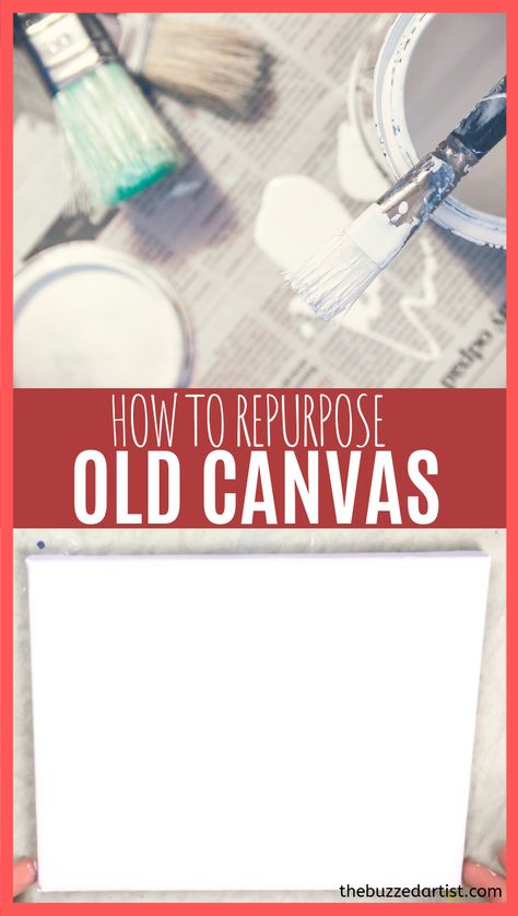 How To Repurpose Canvas Art, Reused Canvas Painting, How To Paint Over Canvas Painting, Repurpose Paintings Canvas, Upcycling Canvas Art, How To Reuse A Canvas, Repainting A Canvas Picture, Canvas Upcycle Diy, How To Paint Over Old Canvas Painting