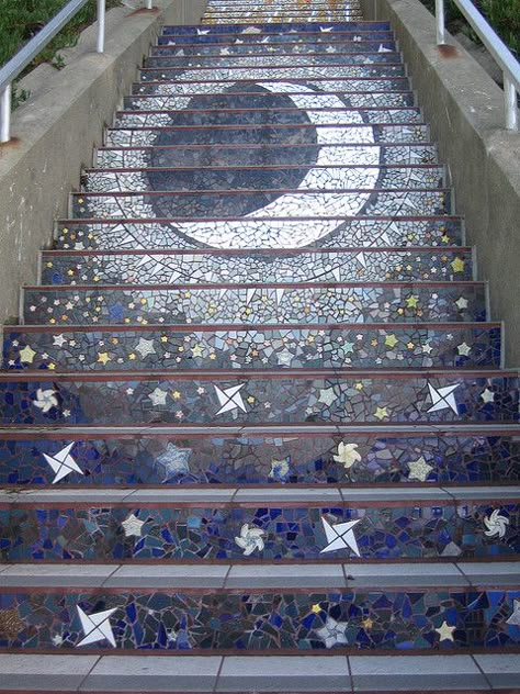 Stairway To Heaven, Moon Art, Dream House Decor, Ravens, Mosaic Art, My Dream Home, Future House, Stars And Moon, Mosaic Tiles