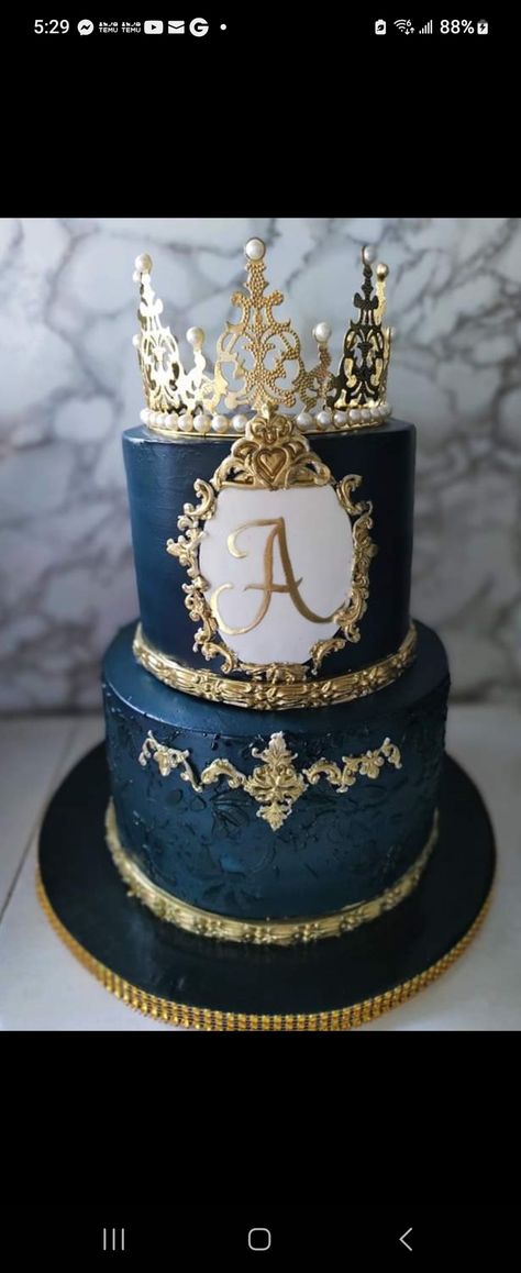 Navy Blue Cake Ideas, Navy Blue Cake Quinceanera, Navy Blue Sweet 16 Cake, Quinceanera Cakes Blue, Royal Blue Cake Quinceanera, Quinceanera Cake Ideas Blue, Navy Blue Quince Cake, Navy Blue And Gold Quince Cake, Navy Blue Venue Quince