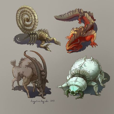 Creatures of the Desert, Augustinas Raginskis on ArtStation at https://www.artstation.com/artwork/3oD6Jo Desert Monster, Creature Artwork, Monster Concept Art, Creature Drawings, Alien Creatures, Fantasy Creatures Art, Fantasy Monster, Mythical Creatures Art, Weird Creatures