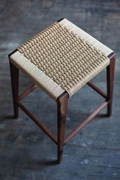 Travis Stool — Common Species | Heirloom Objects and Furniture Outdoor Wine Bar, Woven Furniture Design, Corner Shelf Design, Danish Modern Chairs, Stool Sample, Home Office Furniture Design, Wooden Words, Danish Furniture Design, Woven Chair