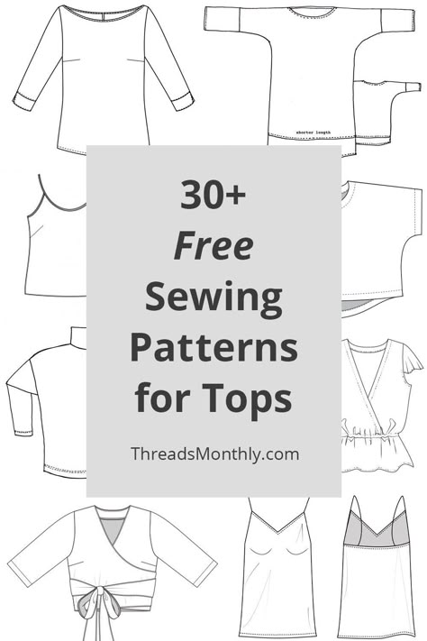 Sewing Patterns For Tops, Top Pattern Sewing, Sewing Patterns Free Women, T Shirt Sewing Pattern, Sewing Tops, Printable Sewing Patterns, Sewing Projects Clothes, Shirt Sewing Pattern, Free Pdf Sewing Patterns