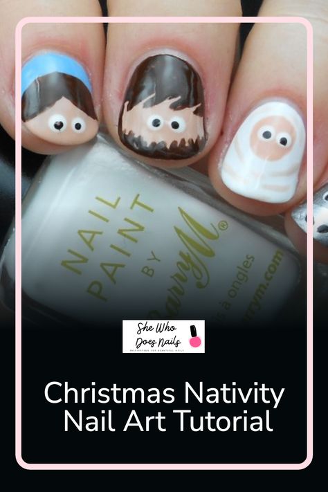 This Christmas season, get creative with your mani with a festive nativity-inspired nail art. Whether you’re looking for a subtle way to show off your faith, or just want something special to wear all holiday season, this Christmas Nativity Nail Art tutorial, which has the nativity characters such as Mary, Joseph and Baby Jesus painted onto each finger tip, will give you the perfect finished look. Baby Jesus Nails, Nativity Nails, Girly Diy, Nativity Characters, Mary Joseph And Baby Jesus, Sally Hansen Miracle Gel, Nail Art For Beginners, Nail Tutorial, Creative Nail Designs