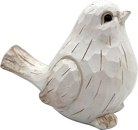 Amazon.com: realideas New White Modern Farmhouse Bird Figurine, Bird Statue Sculpture - Carved Rustic Distressed Animal Bird Ornaments - Home Decor Accents Collectible Bird Figurine | Spring : Patio, Lawn & Garden Bird Figurines Decor, Dresser Decoration, Bird Houses Sculptures & Statues, Comfort Bird Carving Pattern, Game Bird Figurine, White Modern Farmhouse, Kitchen Farmhouse Decor, Rustic Vintage Decor, Glass Birds Figurine