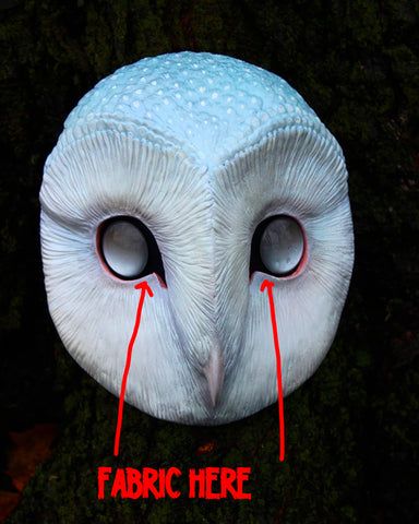 MAKING REFLECTIVE MASK EYES – missmonster Ghost Owl, Mask Monster, Court Of Owls, Owl Mask, Oni Mask, Owl Eyes, Mask Art, Cool Masks, Iridescent Blue